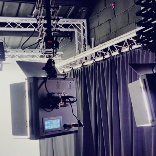 A photograph of studio lights for hire.